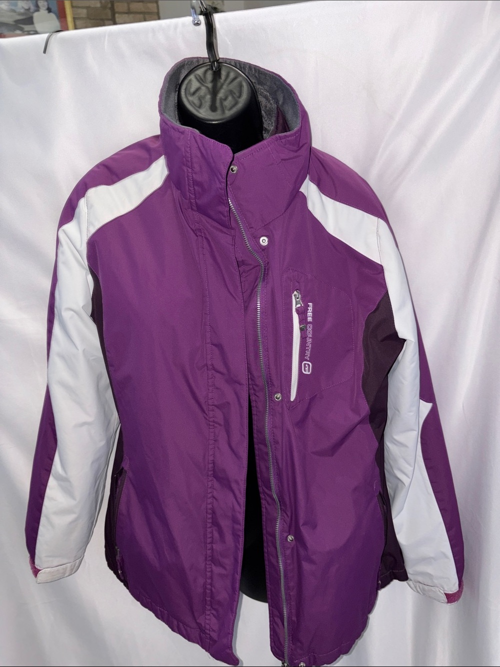 Free Country Radiance 2 in one Coat, Purple & White,,Sz M, 21” PTP 26” L